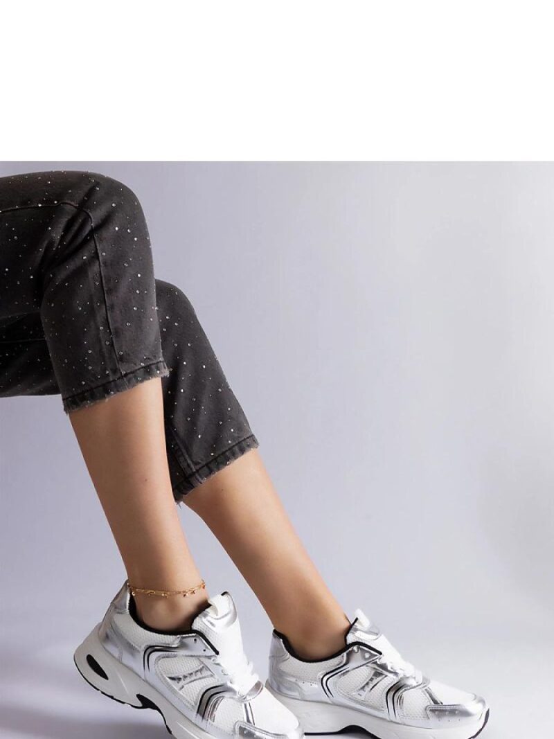 Biało-srebrne sneakersy sportowe Ena - Solea - obrazek 2