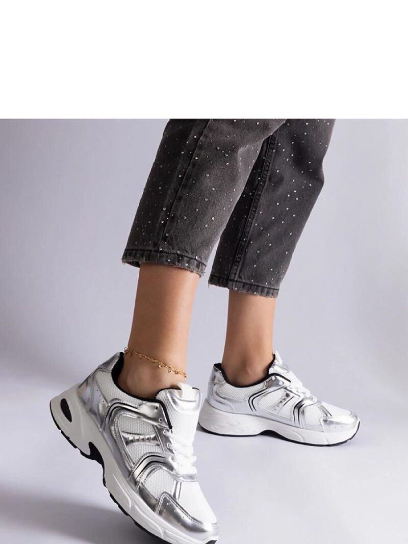 Biało-srebrne sneakersy sportowe Ena - Solea - obrazek 4