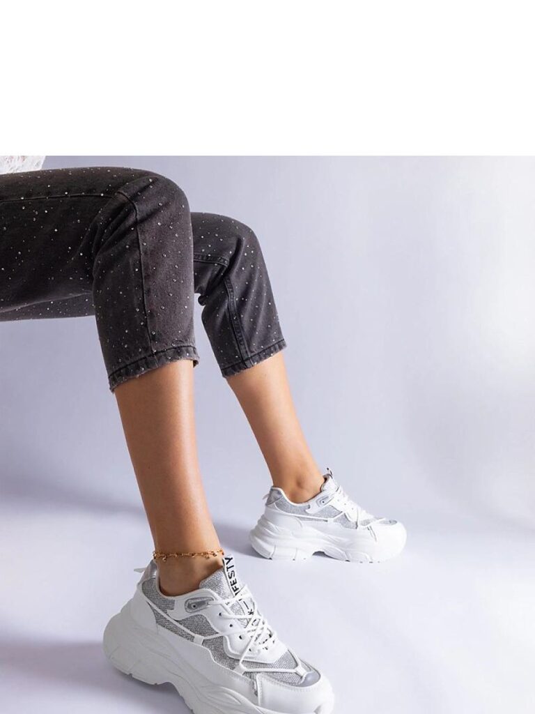 Białe sneakersy z brokatowymi wstawkami Rigel - Solea