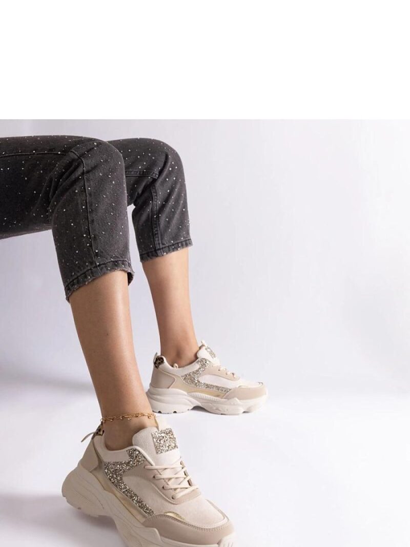 Beżowe sneakersy z brokatowymi wstawkami Clorinda - Solea