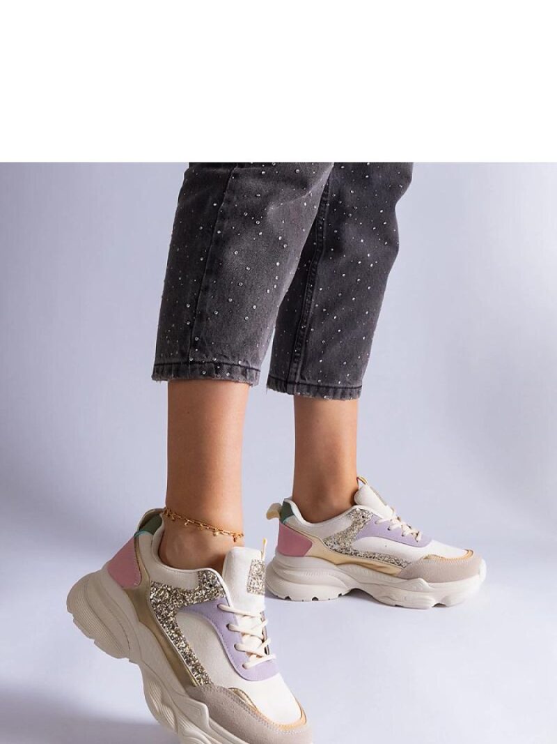 Wielokolorowe sneakersy z brokatowymi wstawkami Clorinda - Solea - obrazek 4