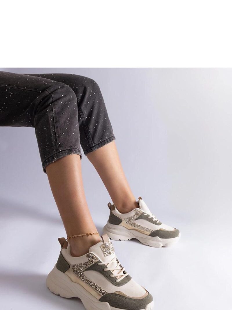 Zielone sneakersy z brokatowymi wstawkami Clorinda - Solea