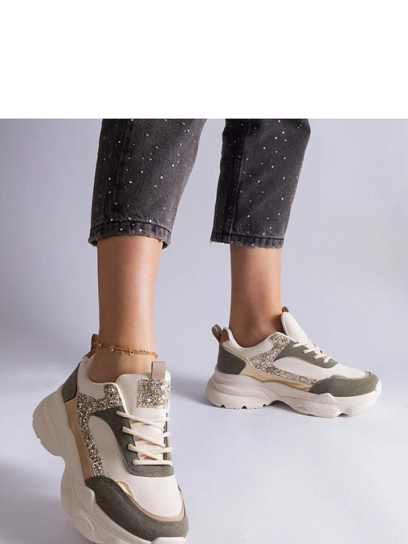 Zielone sneakersy z brokatowymi wstawkami Clorinda - Solea - obrazek 2