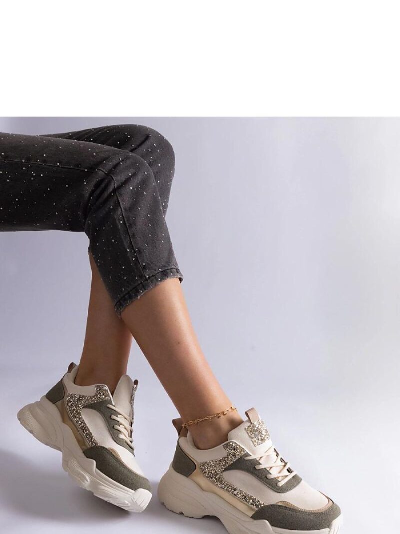 Zielone sneakersy z brokatowymi wstawkami Clorinda - Solea - obrazek 3