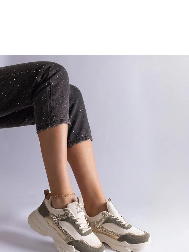 Zielone sneakersy z brokatowymi wstawkami Clorinda - Solea - obrazek 4