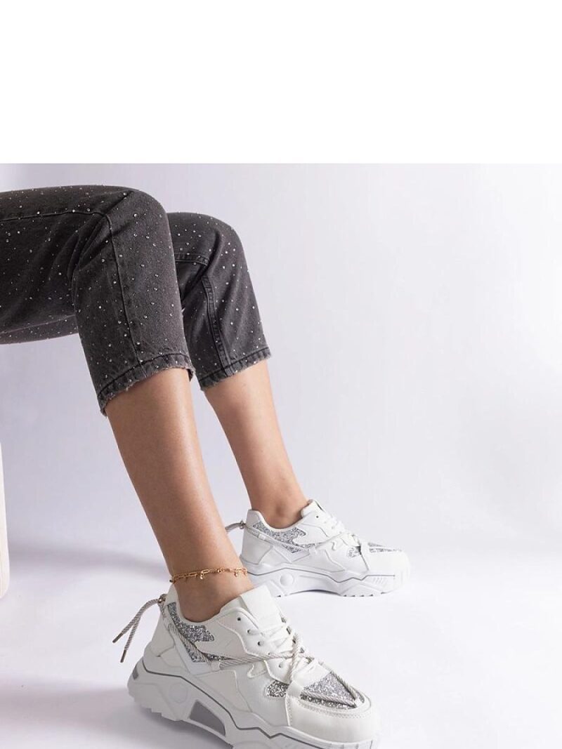 Białe sneakersy damskie z brokatem Agar - Solea