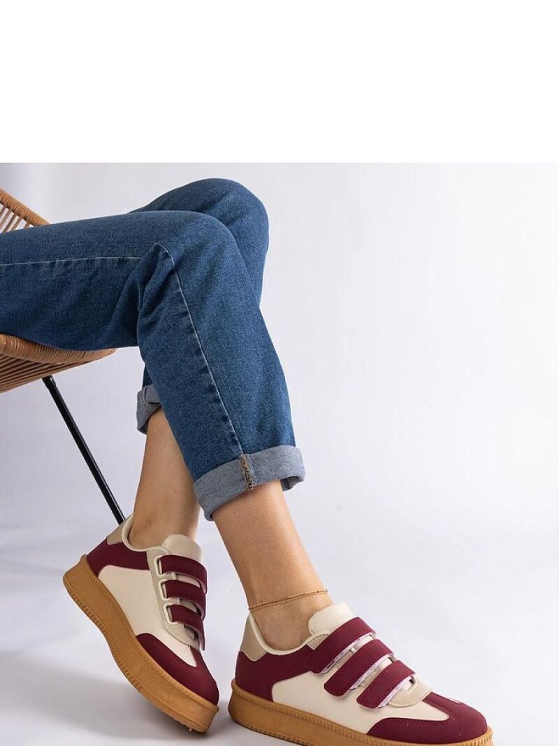 Bordowe sneakersy zapinane na rzepy Mena - Solea