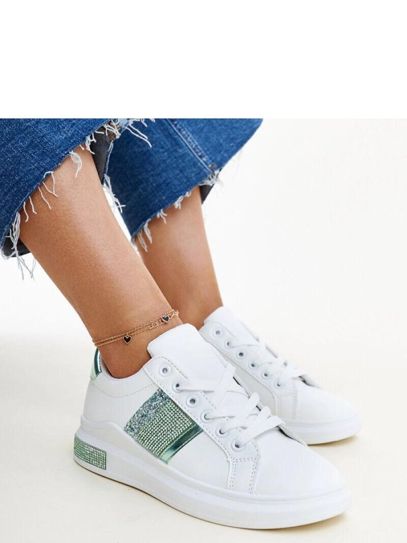 Biało-zielone sneakersy z cyrkoniami Giulia - Solea