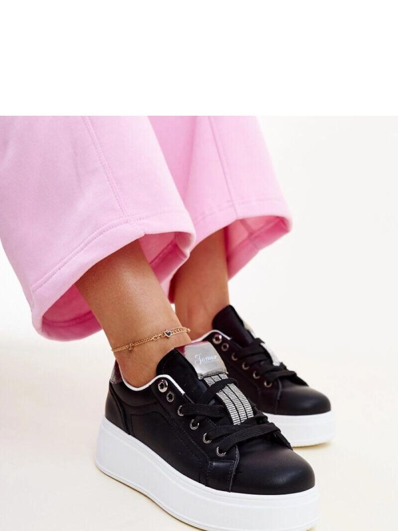 Czarno-srebrne sneakersy z cyrkoniami Maurizia - Solea - obrazek 2
