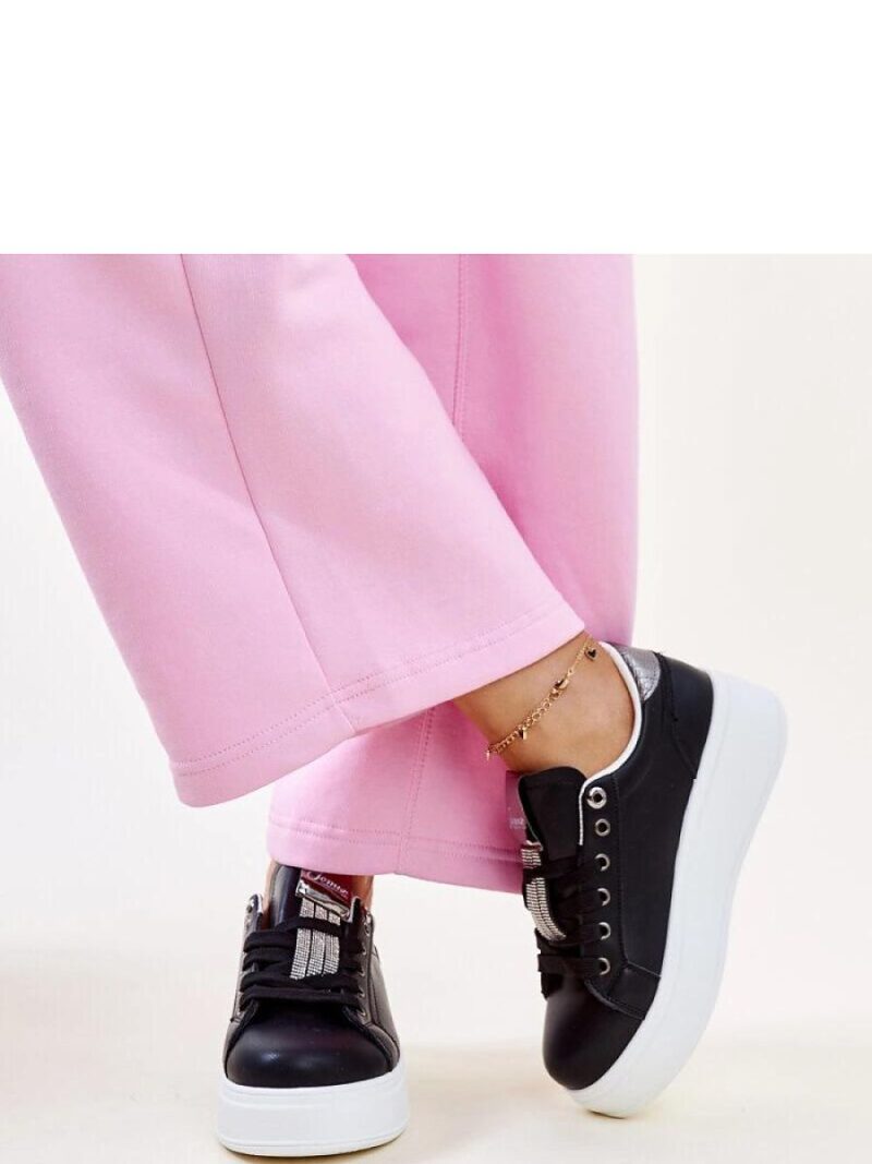 Czarno-srebrne sneakersy z cyrkoniami Maurizia - Solea - obrazek 3
