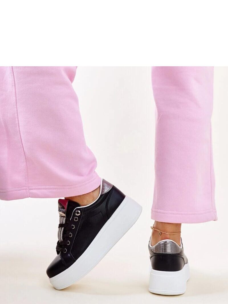 Czarno-srebrne sneakersy z cyrkoniami Maurizia - Solea - obrazek 5