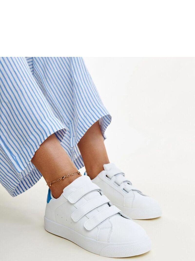 Biało-niebieskie sneakersy na rzepy Samala - Solea