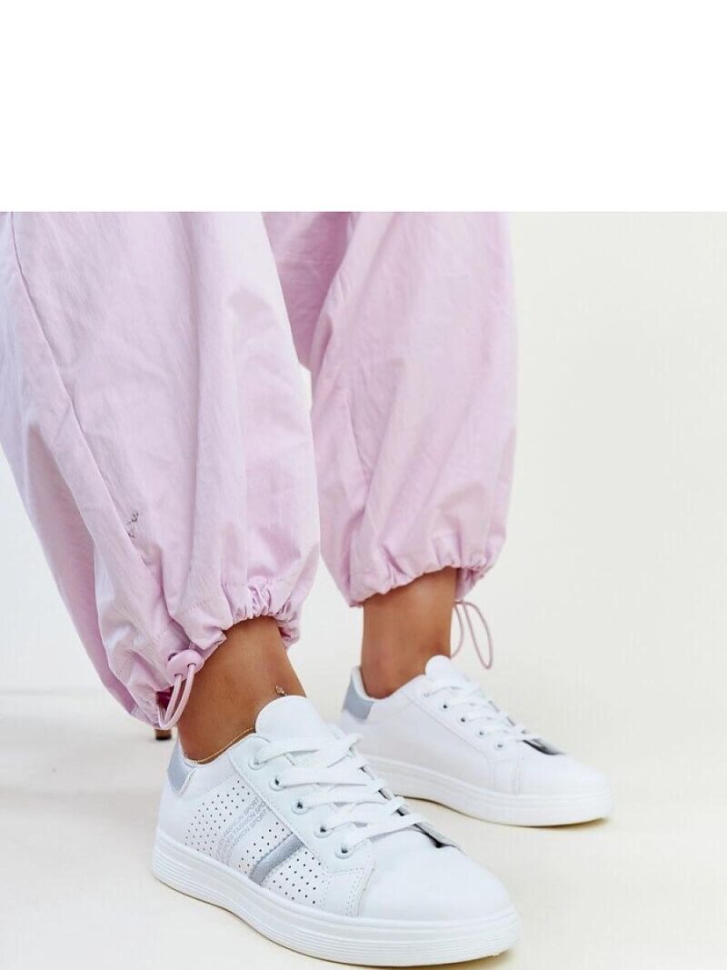 Biało-srebrne sneakersy eko skóra Berdine - Solea