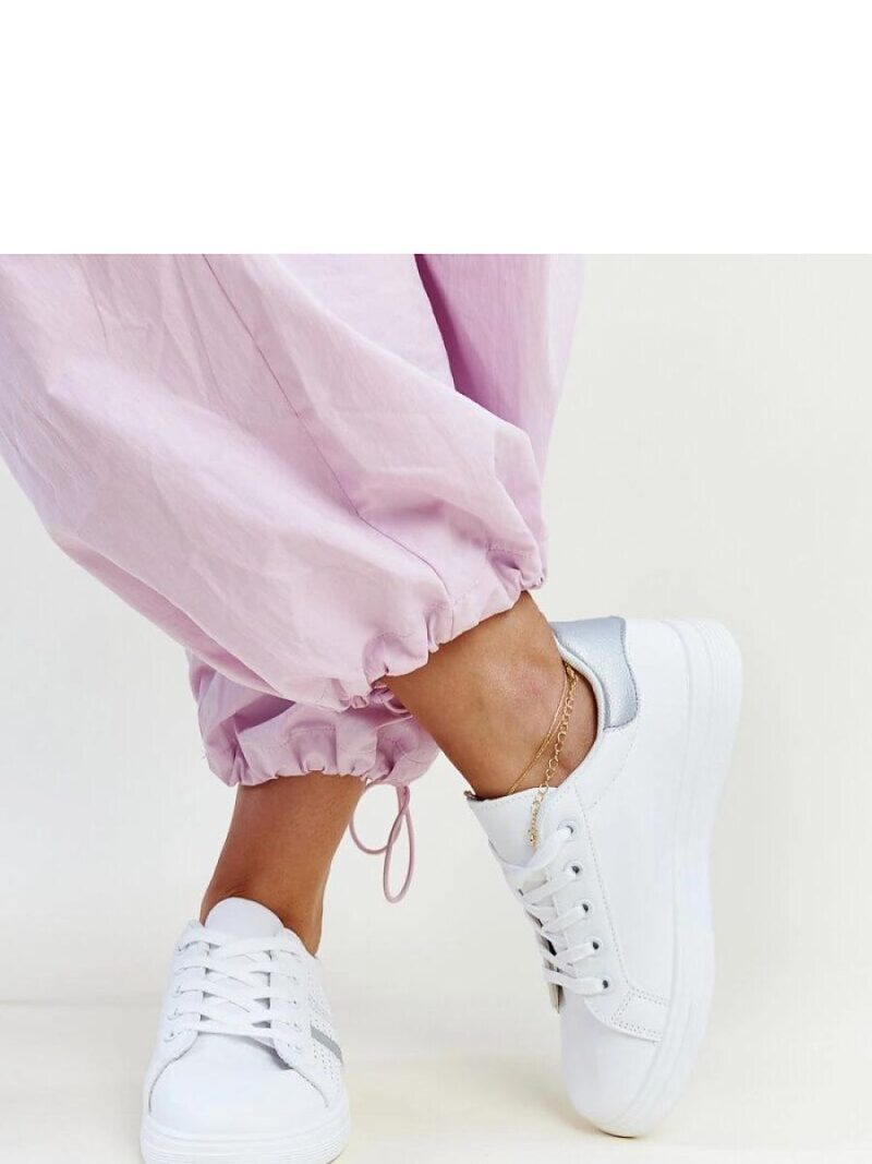 Biało-srebrne sneakersy eko skóra Berdine - Solea - obrazek 3