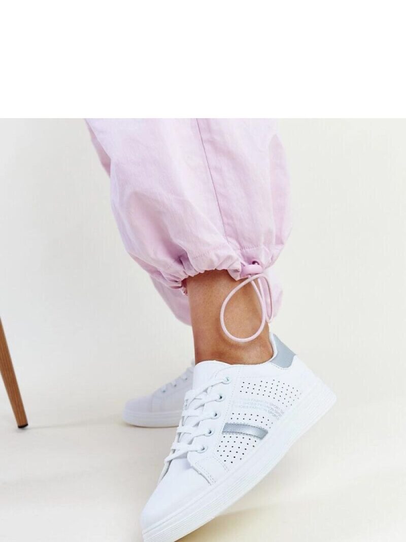 Biało-srebrne sneakersy eko skóra Berdine - Solea - obrazek 4