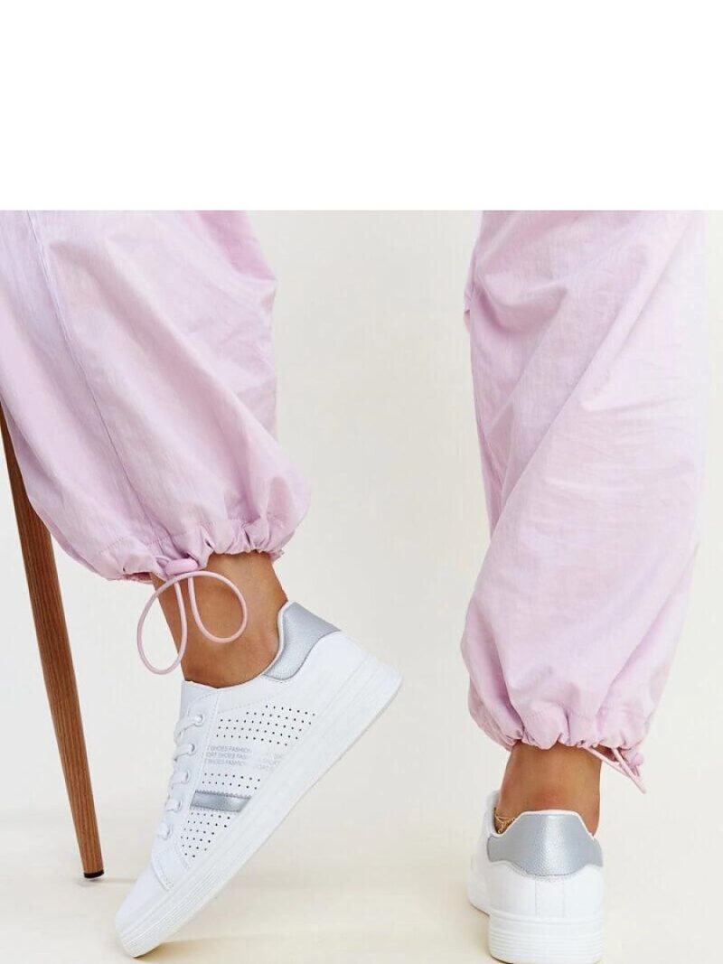 Biało-srebrne sneakersy eko skóra Berdine - Solea - obrazek 5