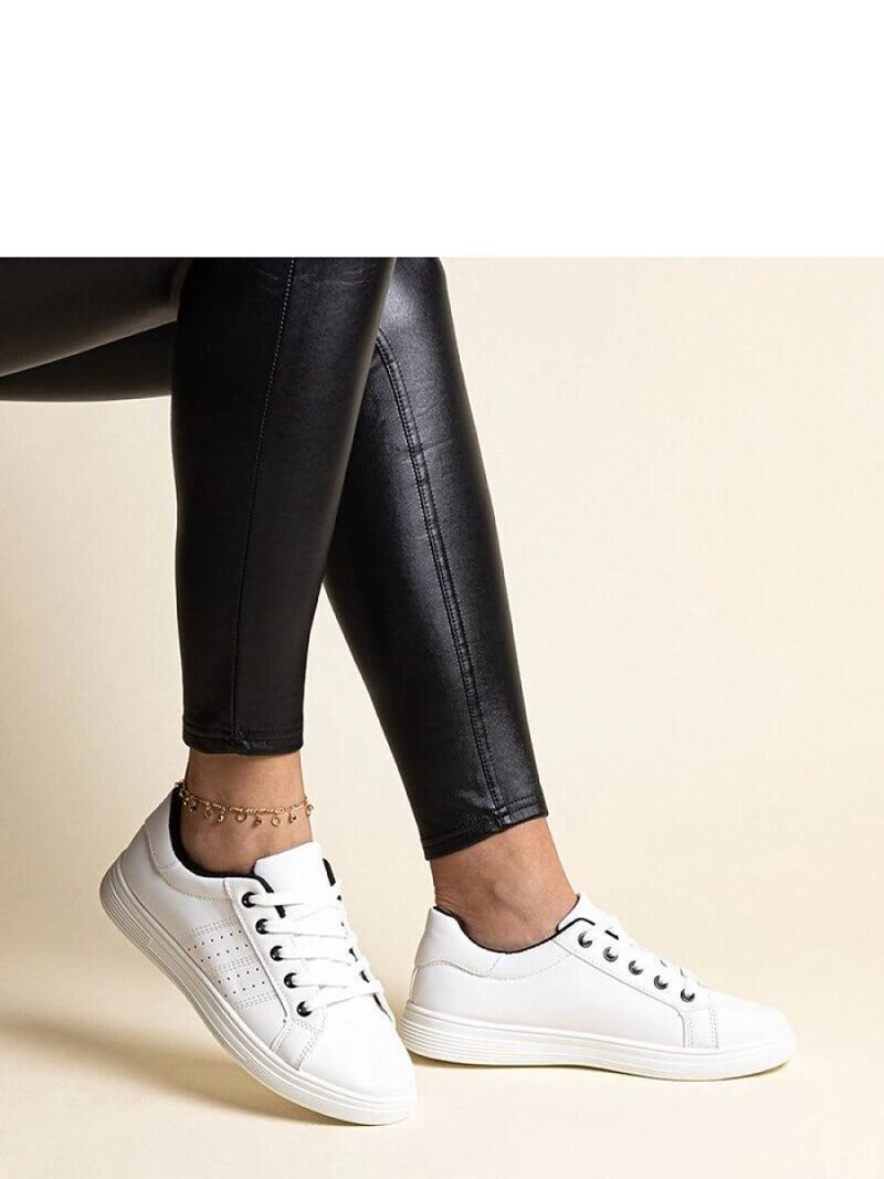 Białe sneakersy eko skóra Cathleen - z czarnym elementem - Solea
