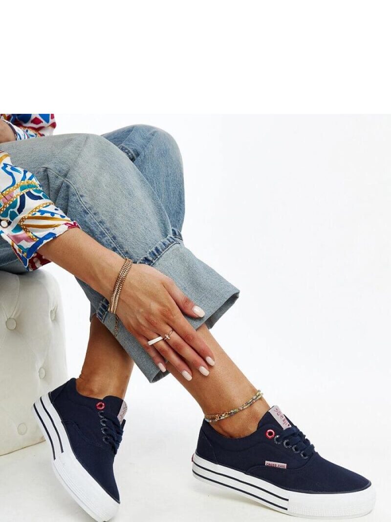 Granatowe damskie trampki na grubej podeszwie CROSS JEANS - Solea - obrazek 2
