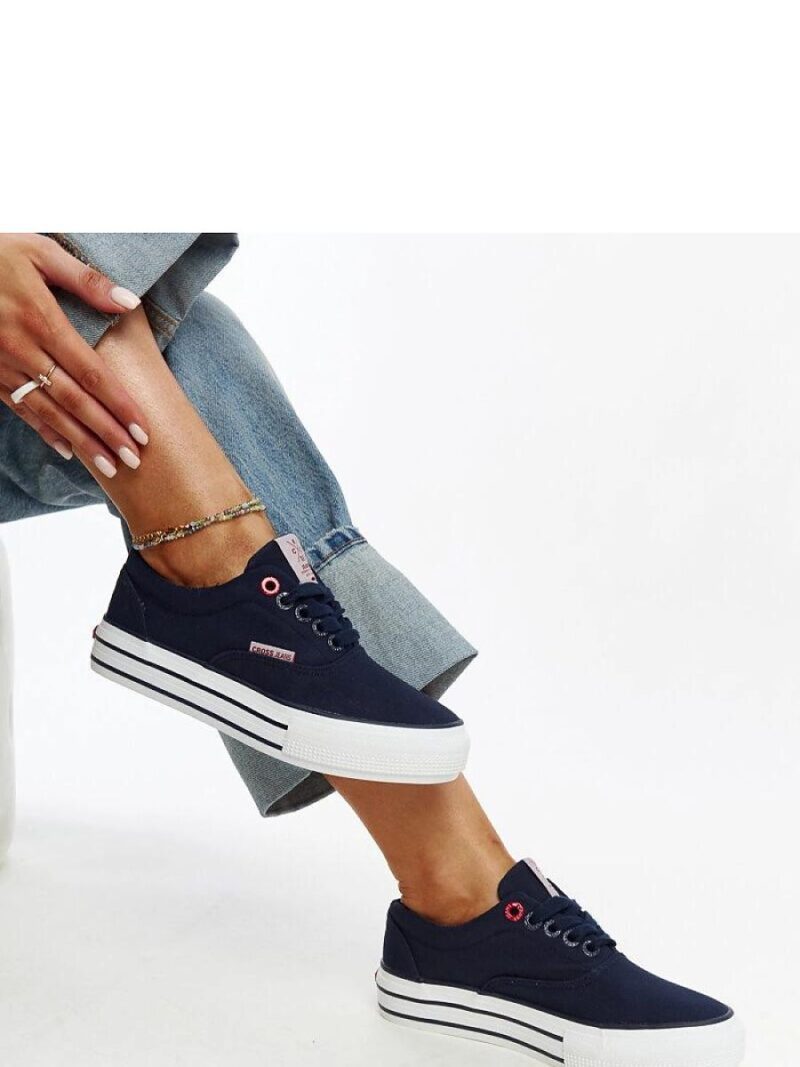 Granatowe damskie trampki na grubej podeszwie CROSS JEANS - Solea - obrazek 3