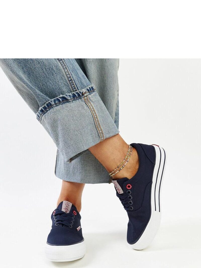 Granatowe damskie trampki na grubej podeszwie CROSS JEANS - Solea - obrazek 5