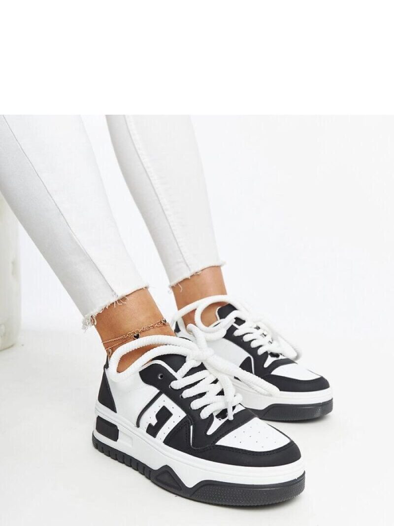 Czarno-białe sneakersy na grubej podeszwie Galit - Solea - obrazek 3