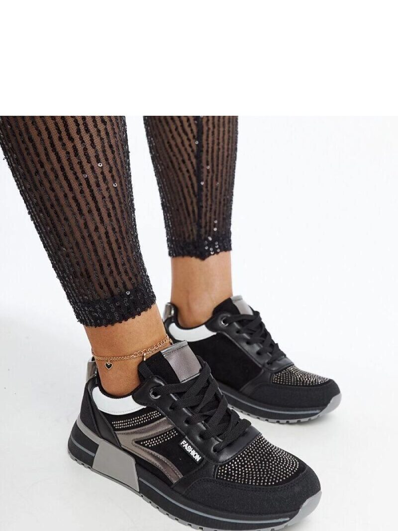 Czarne sneakersy na platformie z cyrkoniami Mauli - Solea - obrazek 2