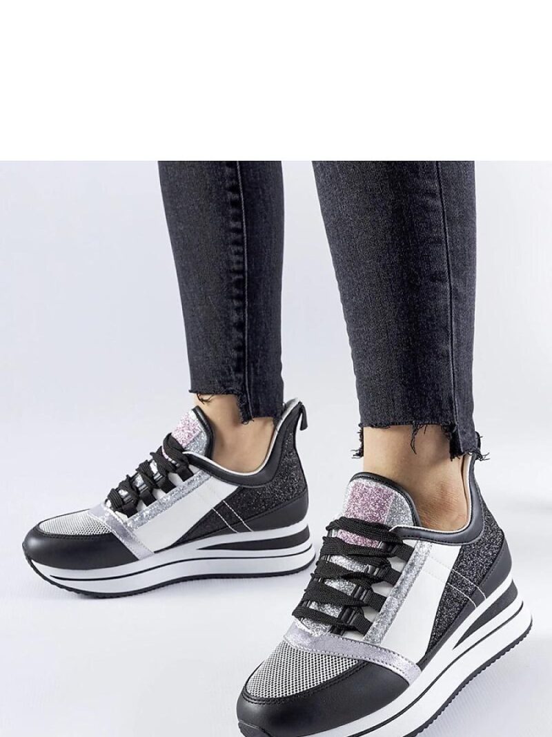 Czarne brokatowe sneakersy na platformie Marce - Solea