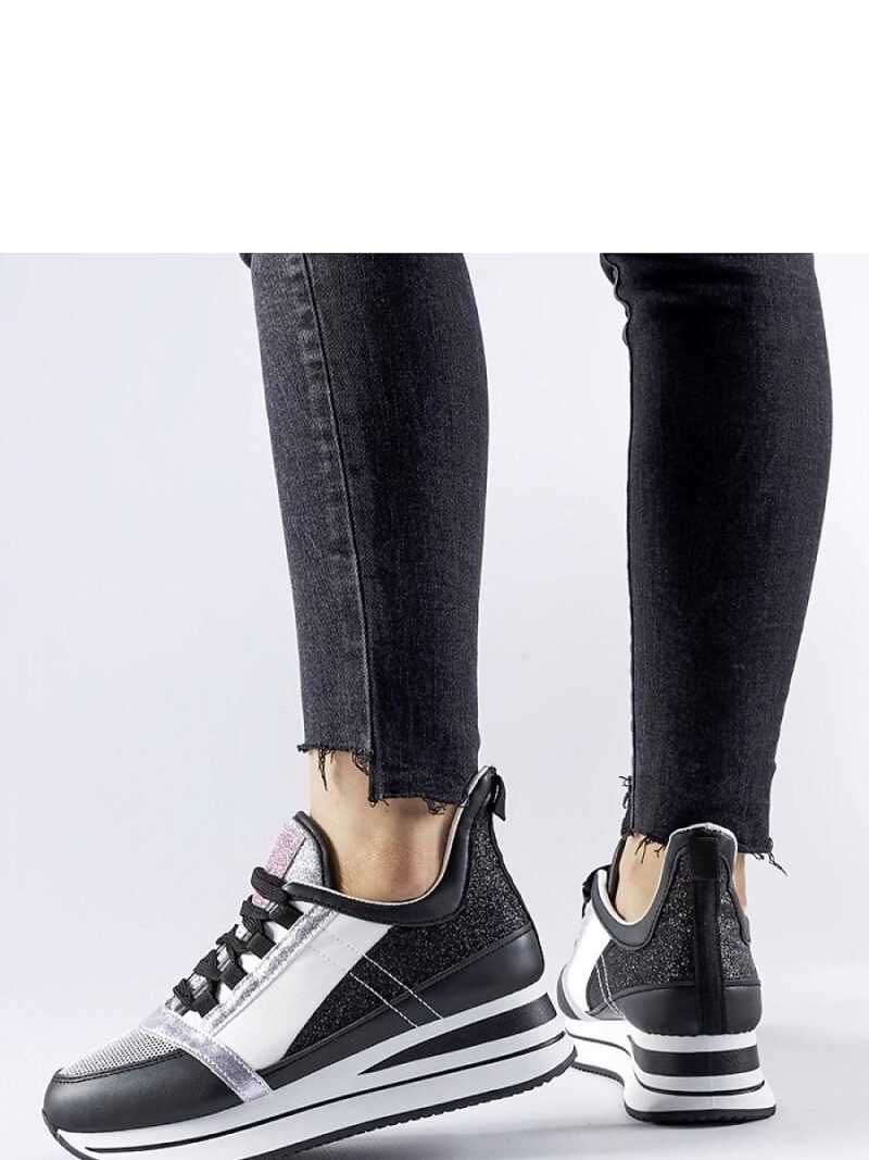 Czarne brokatowe sneakersy na platformie Marce - Solea - obrazek 2