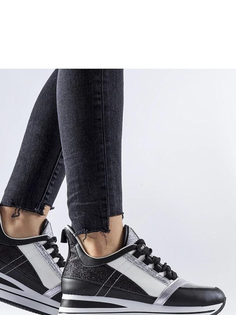 Czarne brokatowe sneakersy na platformie Marce - Solea - obrazek 3