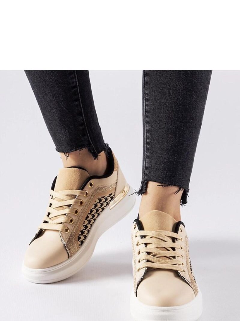 Beżowe sneakersy z brokatem Briercliff - Solea - obrazek 3