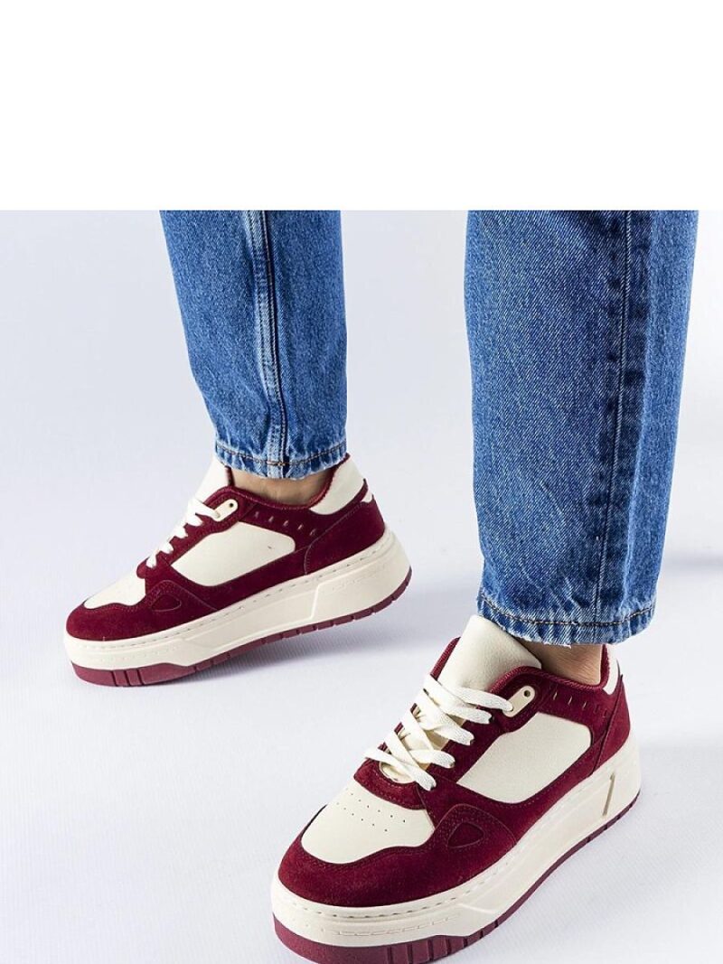 Bordowo-białe sneakersy na platformie Pomona - Solea