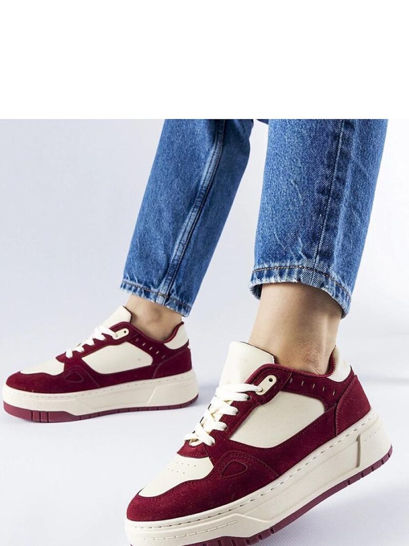 Bordowo-białe sneakersy na platformie Pomona - Solea - obrazek 3