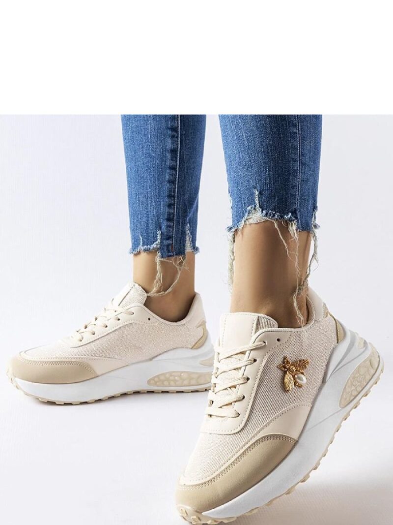 Beżowo-białe sneakersy z ozdobną nitką Acciano - Solea