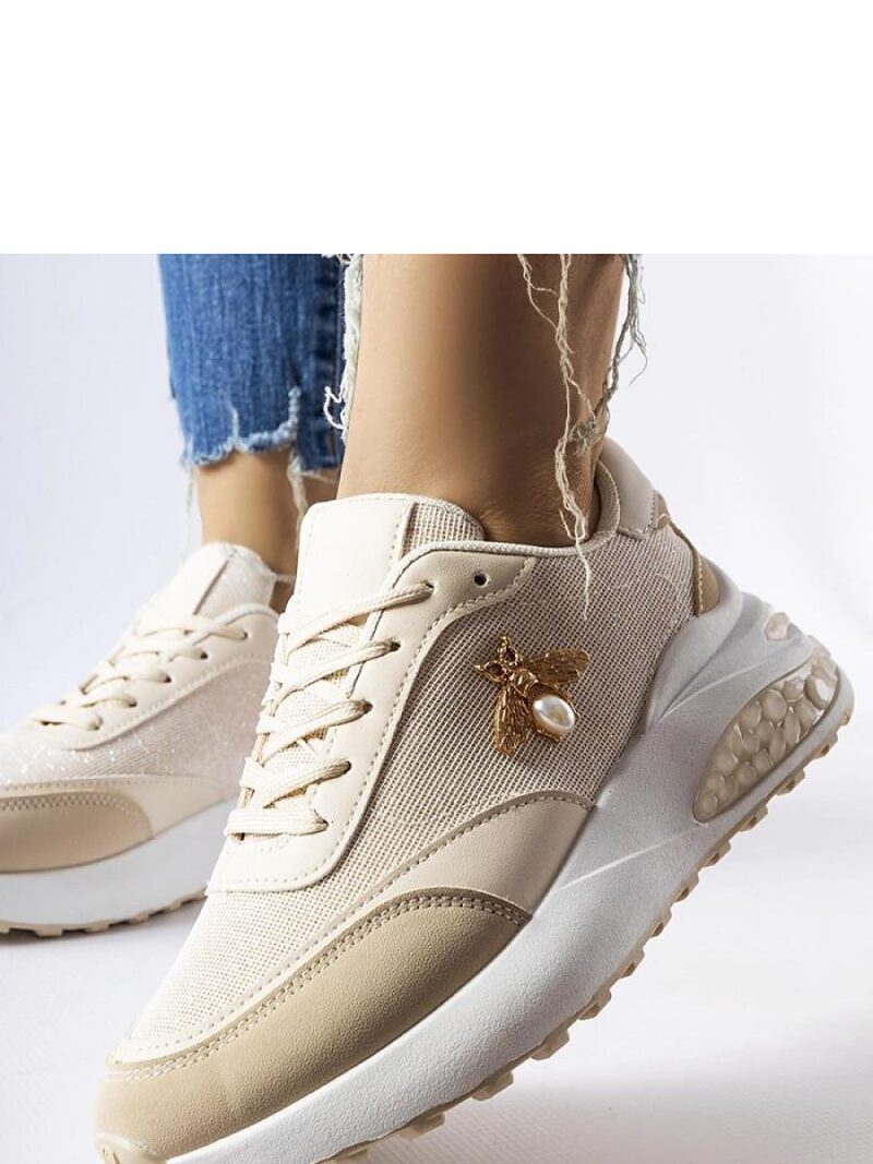 Beżowo-białe sneakersy z ozdobną nitką Acciano - Solea - obrazek 2