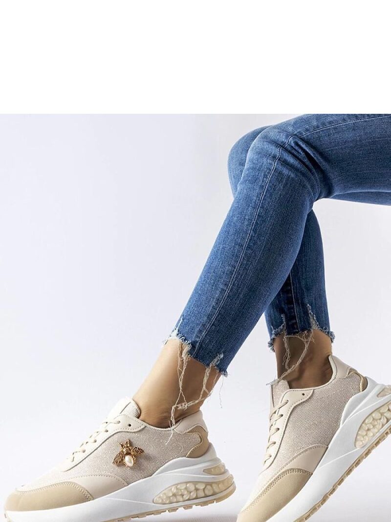 Beżowo-białe sneakersy z ozdobną nitką Acciano - Solea - obrazek 3