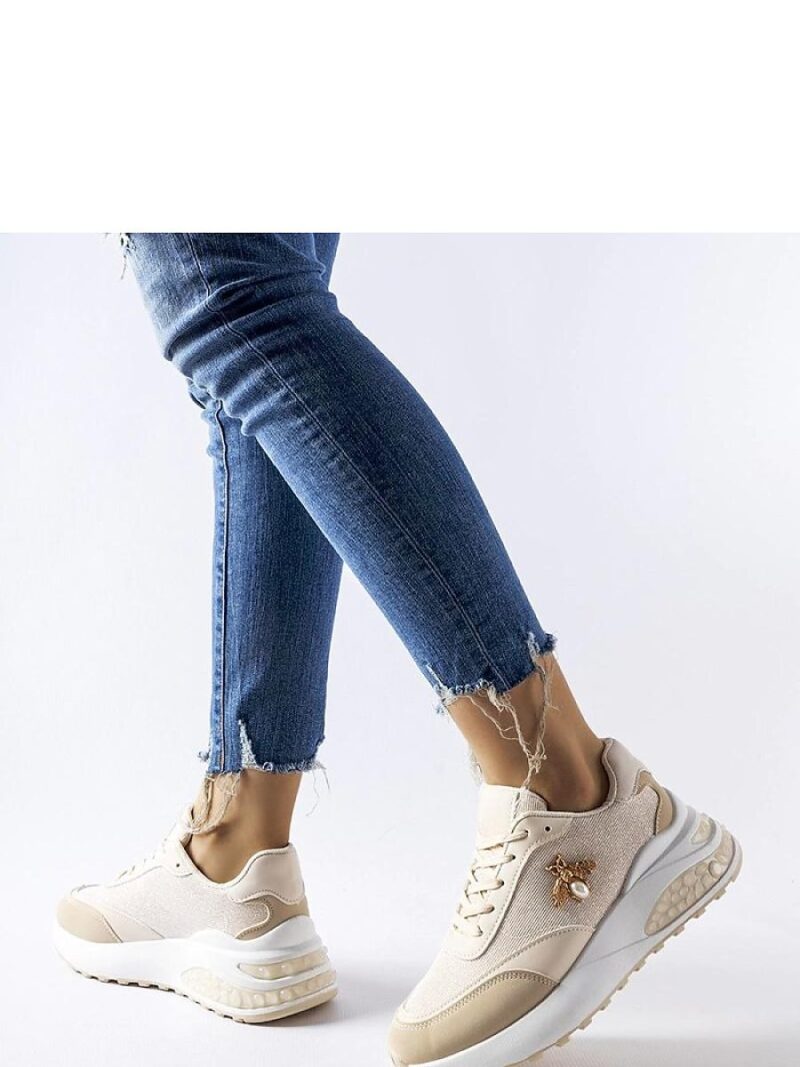 Beżowo-białe sneakersy z ozdobną nitką Acciano - Solea - obrazek 4