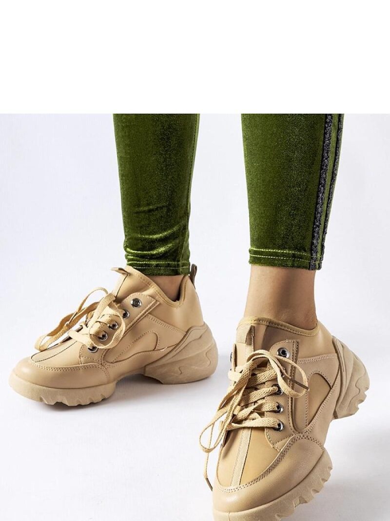 Ciemnobeżowe sneakersy z elastyczną cholewką Abal - Solea