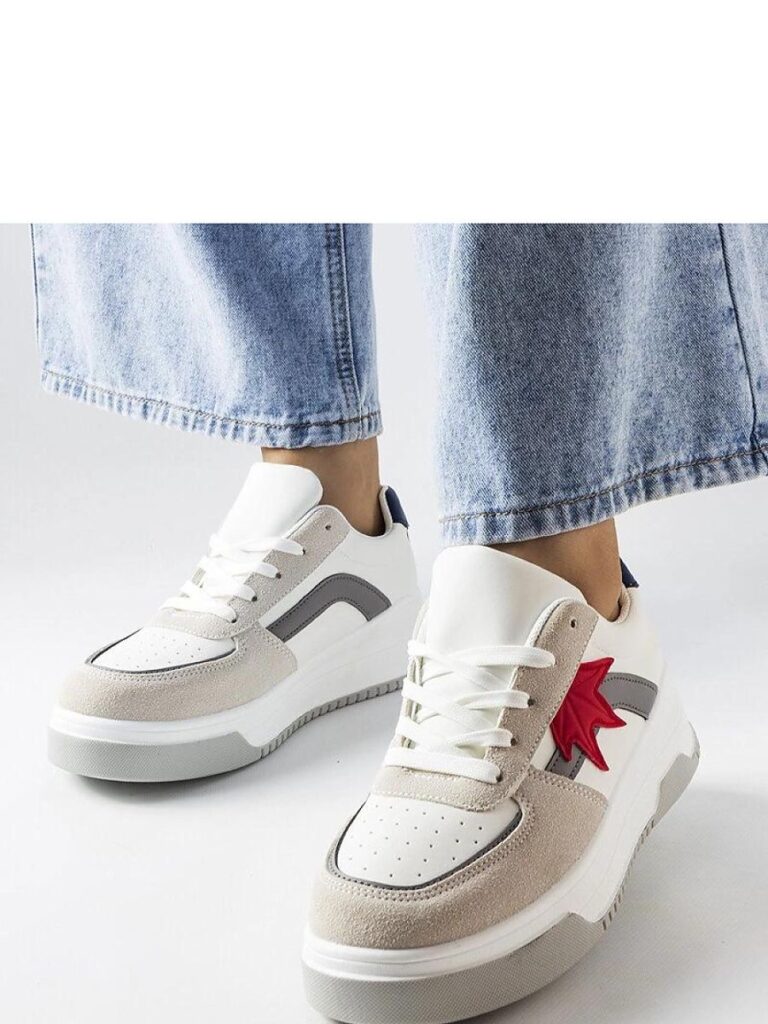 Białe sneakersy z eko zamszową wstawką Kollins - Solea