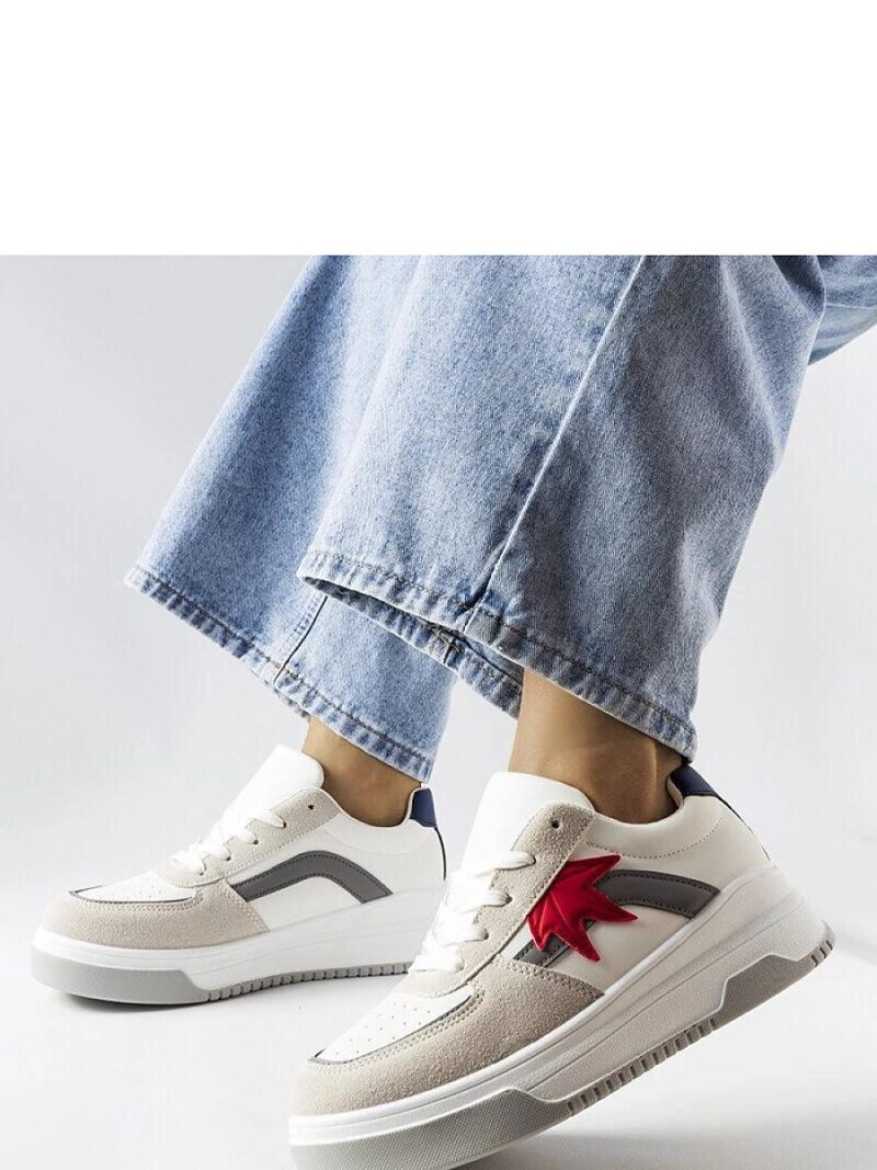 Białe sneakersy z eko zamszową wstawką Kollins - Solea - obrazek 2