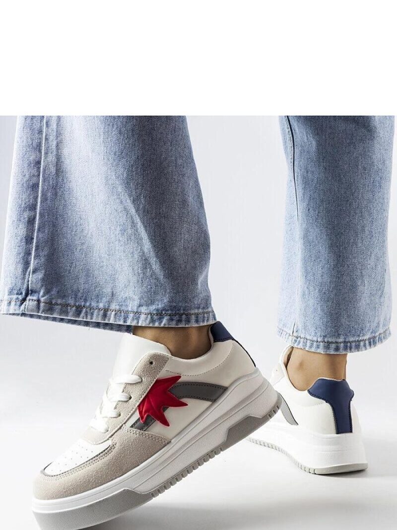 Białe sneakersy z eko zamszową wstawką Kollins - Solea - obrazek 3