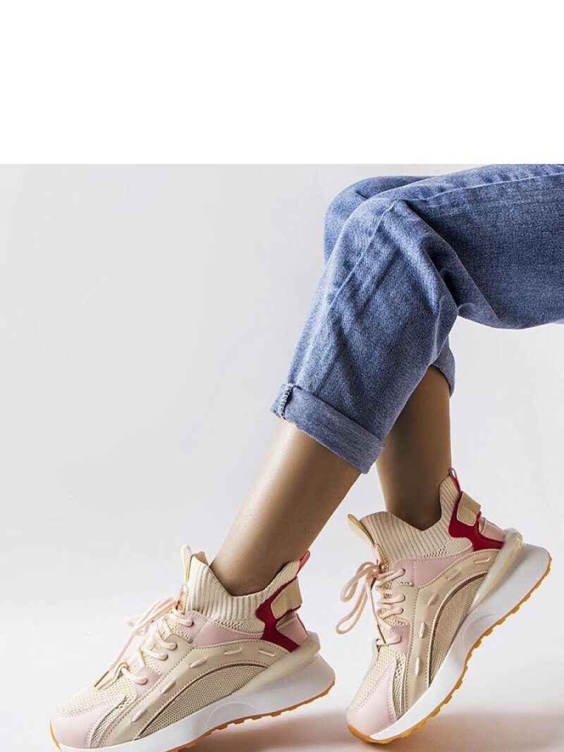 Beżowo-różowe materiałowe sneakersy Begins - Solea - obrazek 3