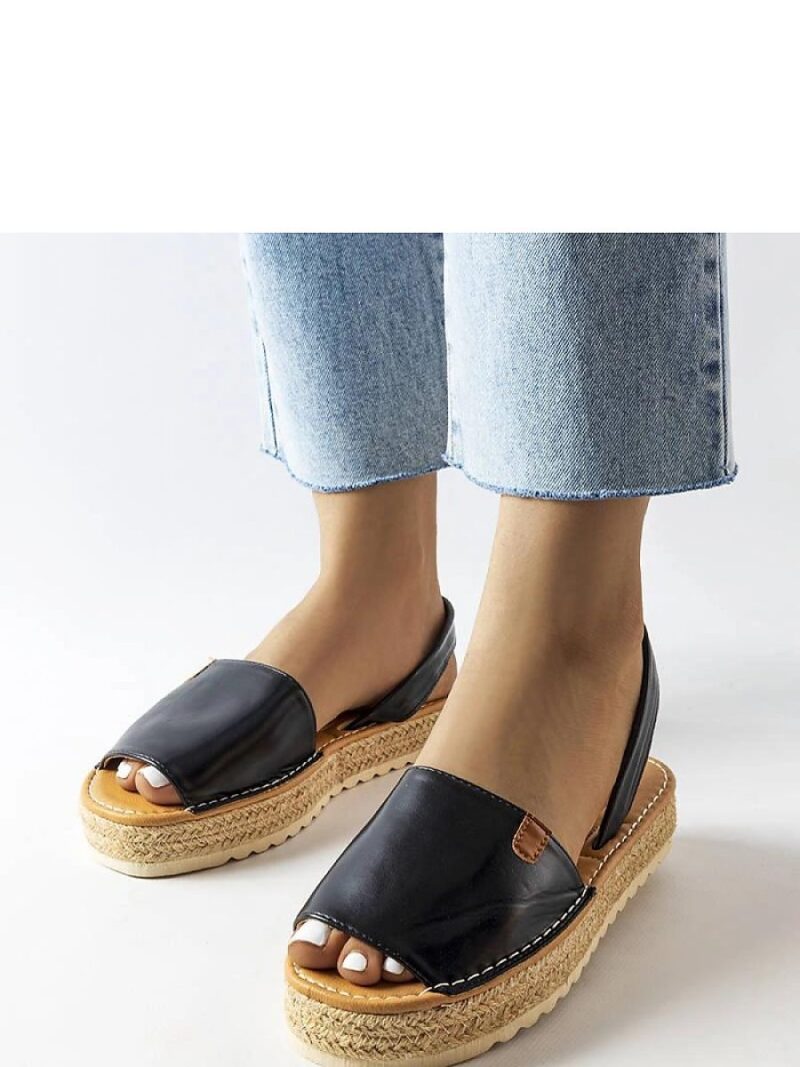 Czarne espadryle na platformie Sadbera - Solea