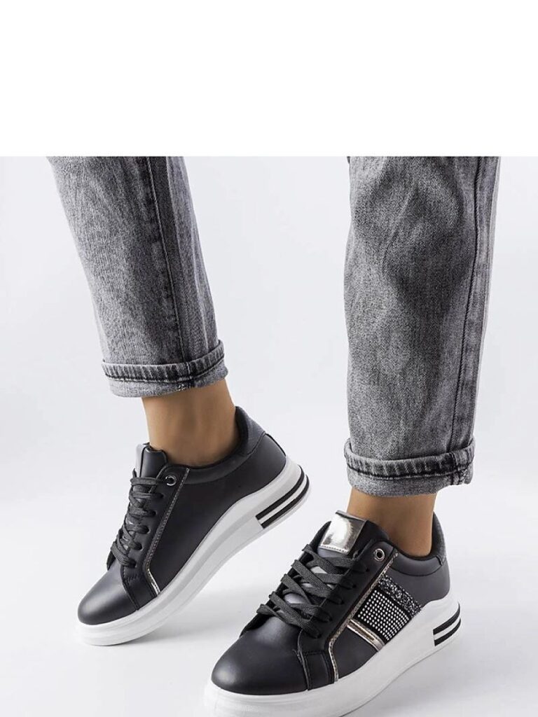 Czarne sneakersy zdobione cyrkoniami Xarles - Solea
