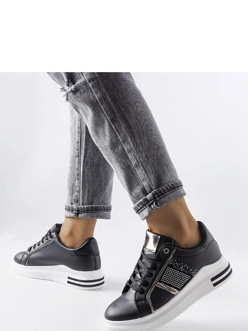 Czarne sneakersy zdobione cyrkoniami Xarles - Solea - obrazek 2