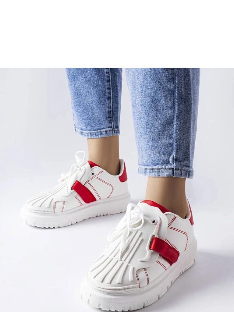 Biało-czerwone sneakersy na platformie Binet - Solea