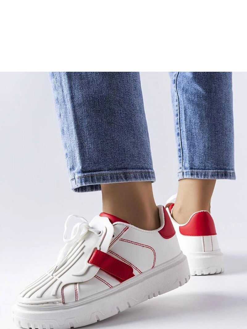 Biało-czerwone sneakersy na platformie Binet - Solea - obrazek 2