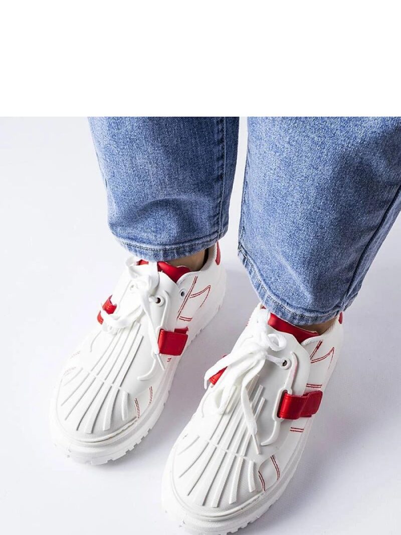 Biało-czerwone sneakersy na platformie Binet - Solea - obrazek 3