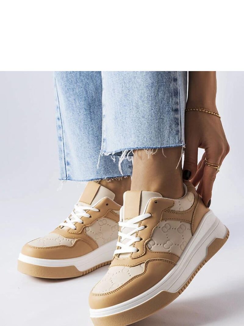 Beżowe sneakersy zdobione tłoczeniem Paré - Solea - obrazek 2