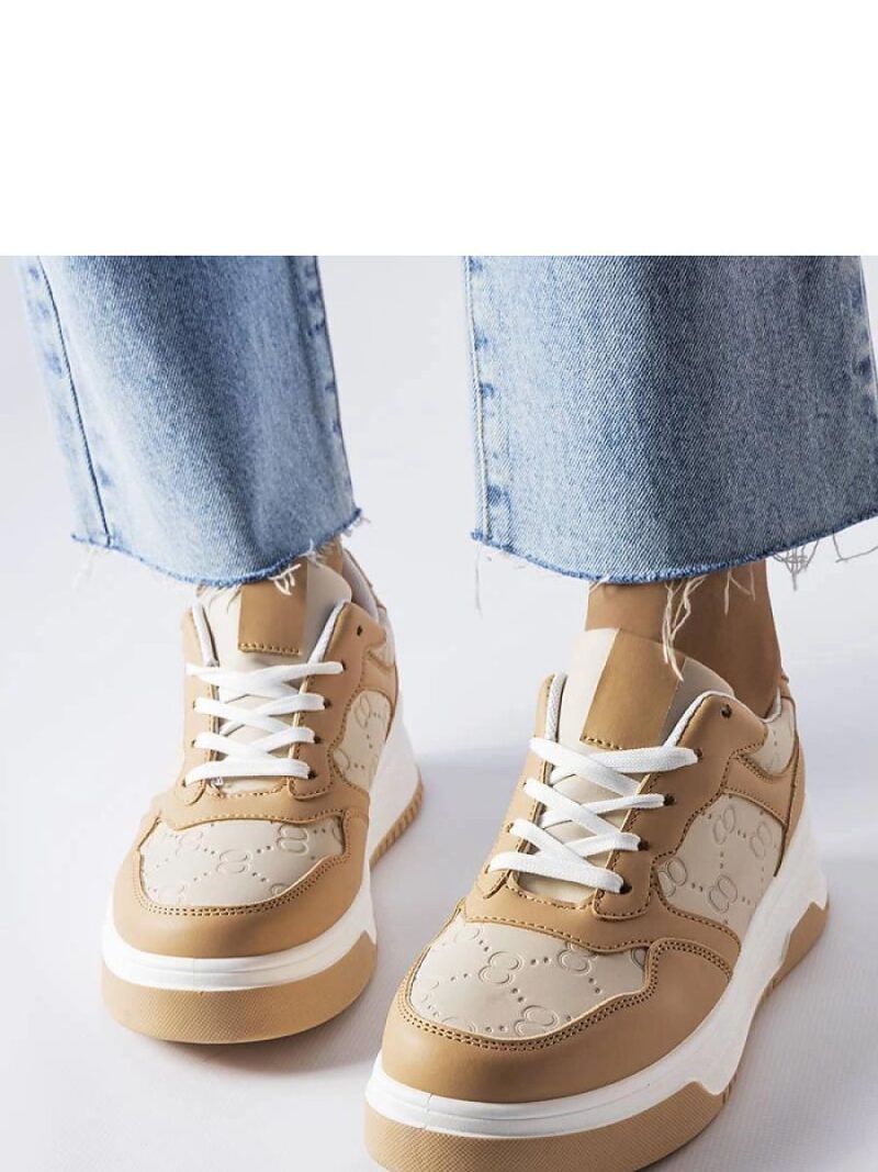 Beżowe sneakersy zdobione tłoczeniem Paré - Solea - obrazek 3