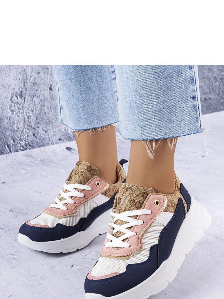 Granatowe sneakersy ze złotym wstawkami Lebrun - Solea